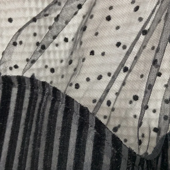 Women’s SHEIN polka dot mesh one-shoulder black velvet blouse. Size M. - Picture 6 of 13